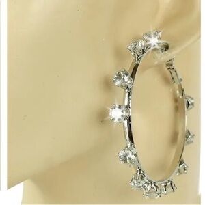 2.25" Long dangle drop ladies jewelry statement
Crystal Cz Hoop Earrings Silver